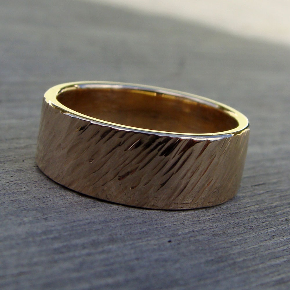 Wheat Wedding Band, 7mm Wide, Recycled 14k Yellow Gold, Made to Order