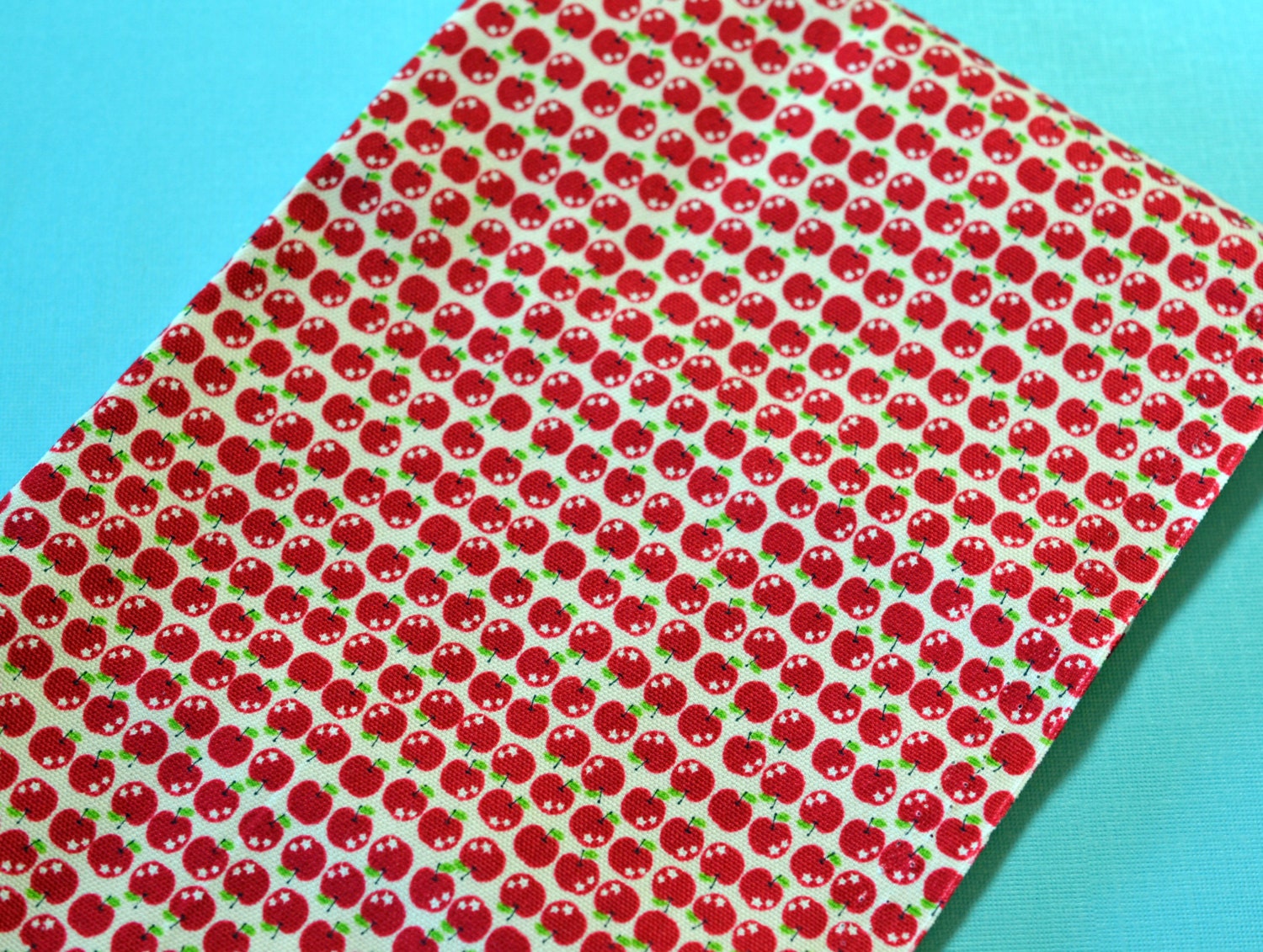 Red Apples On Beige  - Japanese Fabric Remnant Piece