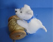 Small white felt  puppy - Monty
