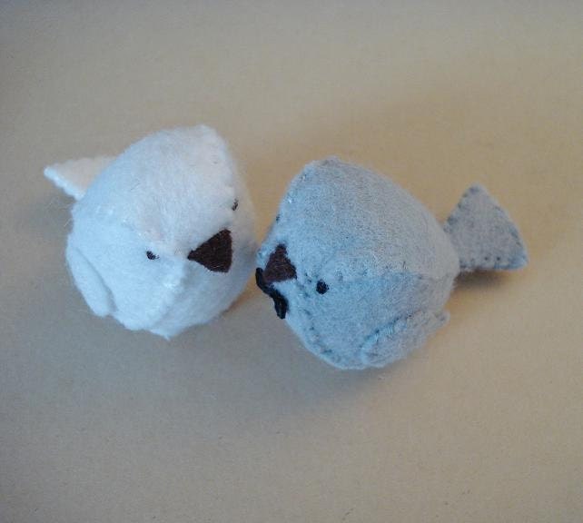 Small  fabric wedding cake topper birds - keepsake - momento