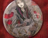 Pocket Mirror - Olimpia - Red Flowers - Art by Natalia Pierandrei
