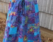 Blue and Purple Batik Patchwork Hippie Skirt