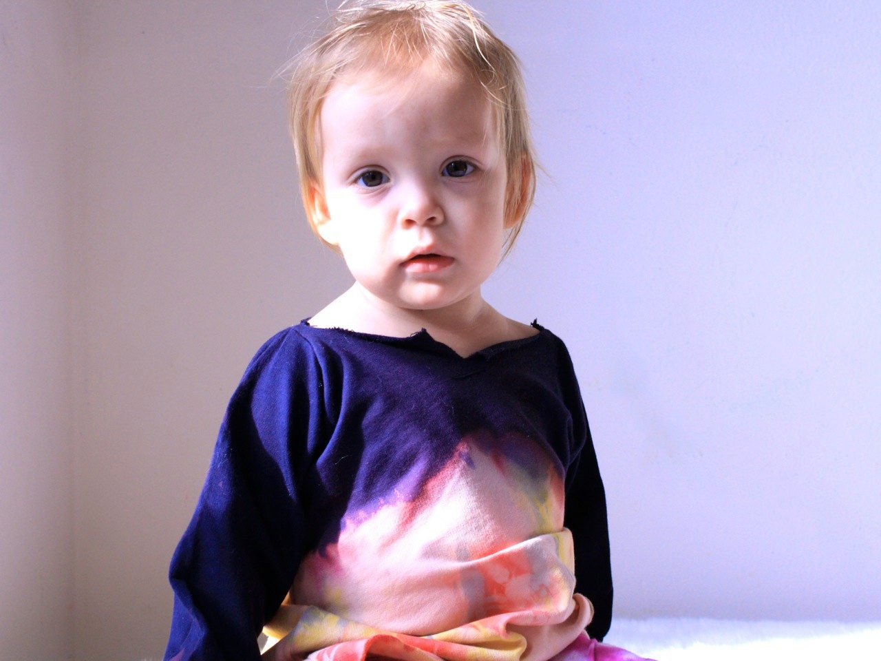 Organic Tie Dye Tunic Dress with Open Neckline Phoenix for Girl Eco-Friendly in Black