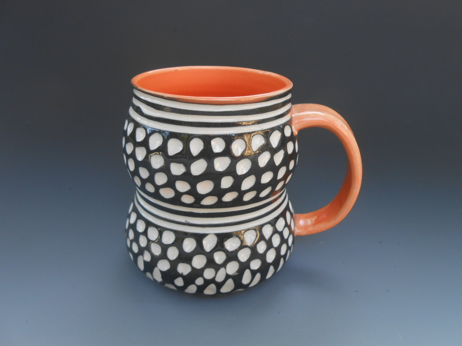 Stylish Porcelain Mug ORANGE black white