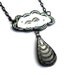 White Cloud with Gray Gradient  Raindrop Necklace