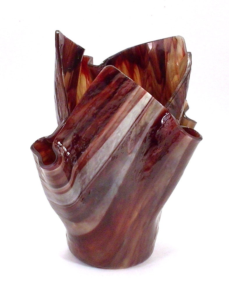 Vase Candle - Sierra Red Pearl Opal Glass Vase