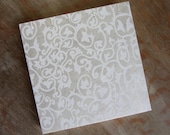 6x6 Coptic Wedding Guest Book - Cream White Floral Damask - 84 unlined pages