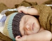 SALE NeWBoRn Hat Boy Girl Baby Photo PRoP KNiT to ORDeR Unigender PRECiOus Aqua Celery Cream Grey Stripe FCN Tassel Cap Pick Colors
