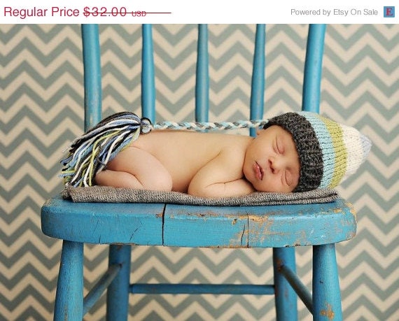 SALE Baby Boy Girl Hat Photo PRoPs Stripe Tassel Fashion Conscious Newborn Cap Knit to Order Unigender PRECiOUS aqua celery cream grey Pick