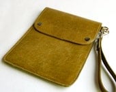 Felt and Leather iPad Mini eReader Sleeve Khaki Leather