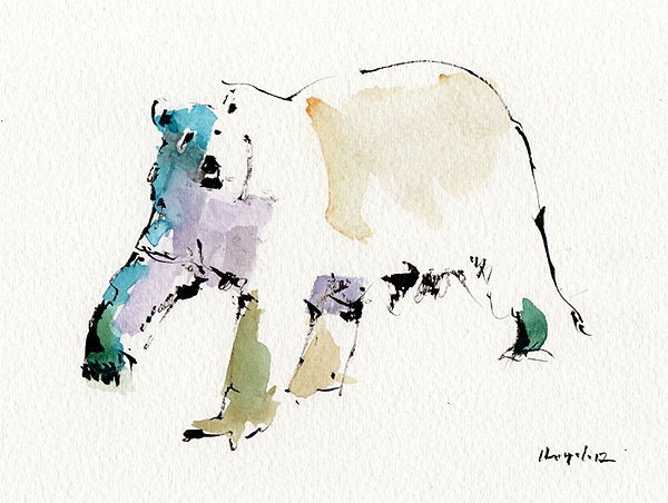 Art Print Polar Bear Wildlife Animal Nature 5x7 on 8x10 - Polar Bear by David Lloyd
