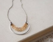 Mixed Gold Drape Necklace- sterling silver, goldfill.