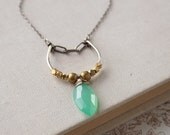 Chrysophrase Swing Necklace- chrysophrase, brass, sterling silver, goldfill.