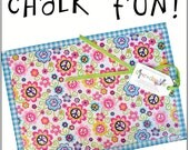 Chalk Mat / Chalkmat: Peace Signs - arts and crafts coloring travel placemat - chalk cloth & laminated cotton - Sale take 20% Off