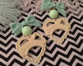 Creme, Lime and Mint Sweetheart Earrings