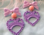 Lilac and Apricot Sweetheart Earrings