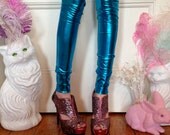 Metallic Blue Leggings MADE TO ORDER