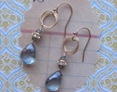 hope earrings - blue topaz gemstone crystal gold filled