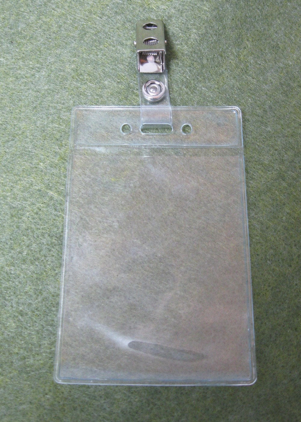Clear Vinyl Badge Holder with Clip  - Vertical