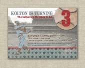 Vintage Baseball Birthday Boy Invitation Blue Red Party Printable Digital - by girls at play girlsatplay Il_170x135