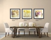 Fine Art Photography 3 8x8 Prints Penoy and Hydrangeas, Modern Wall Decor, Home Decor