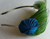 fancypants - feather and silk fascinator/headband (blue & green)