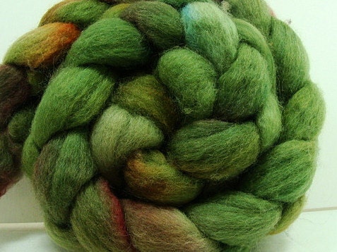 HALF OFF Hand Dyed BFL  Mix Top in in Mallard Multi Color