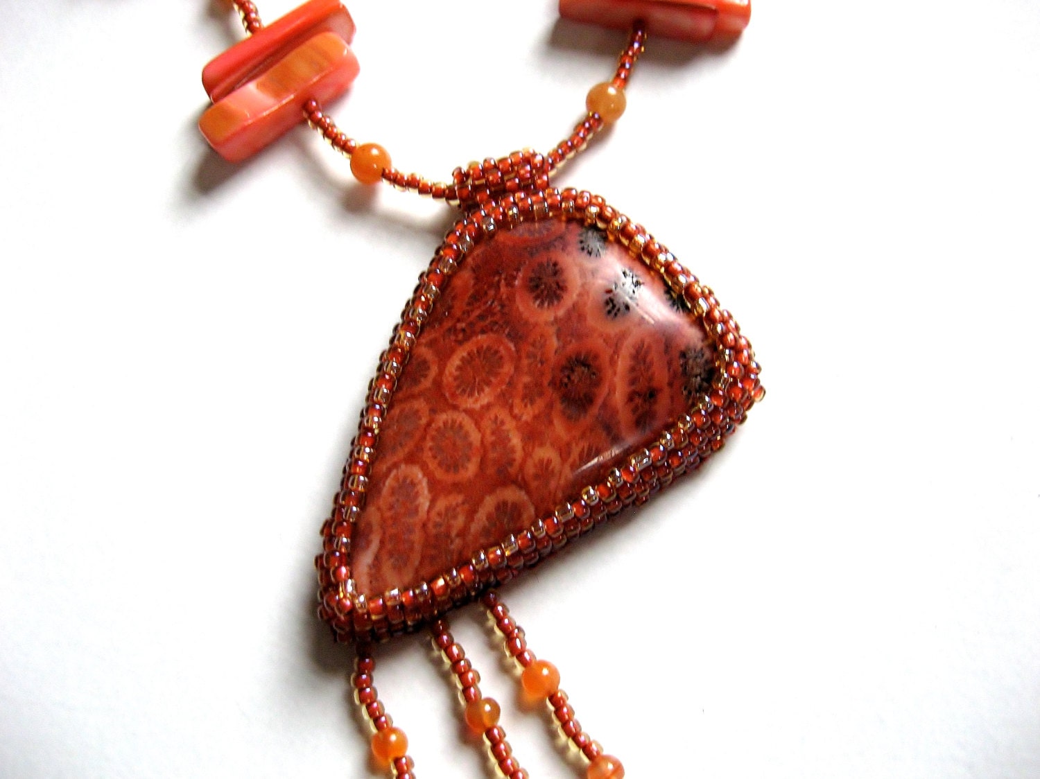 Fossilized Coral  Beaded Necklace