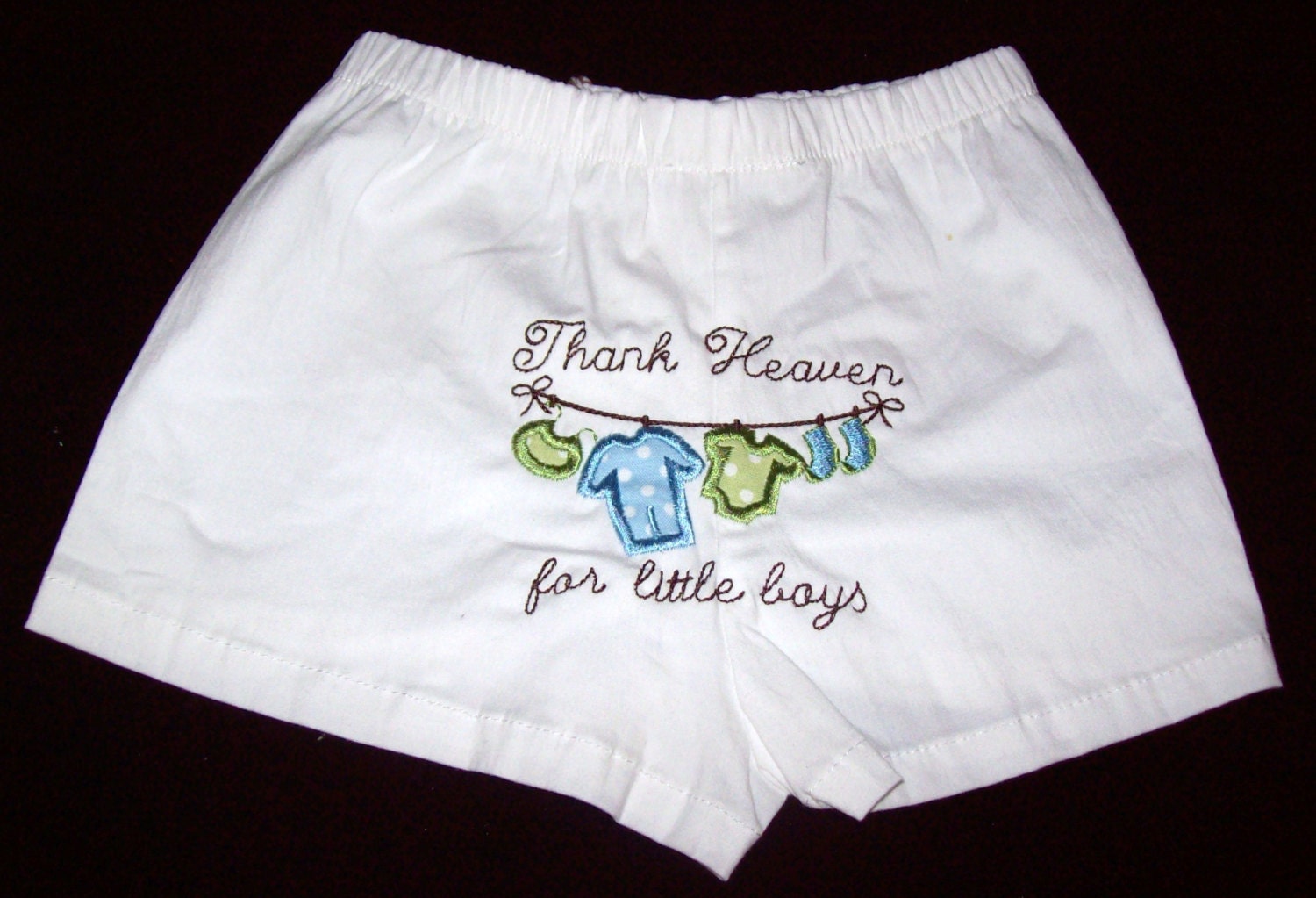 Custom Boutique Appliqued Thank Heaven for Little Boys Boxer Diaper Cover