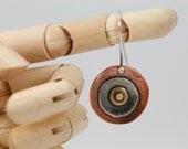 Lightweight Copper and Sterling Silver Disk Dangle Earrings