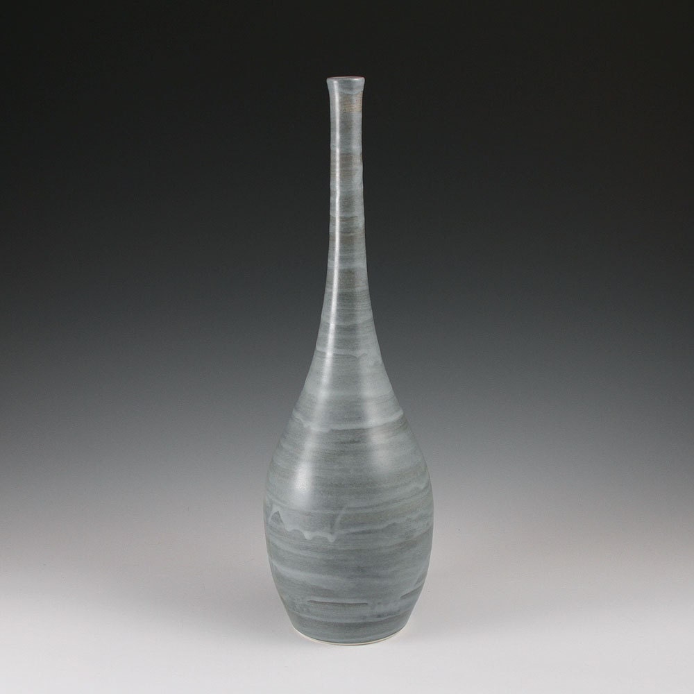 Tall Bottle Vase - Steel Blue Grey