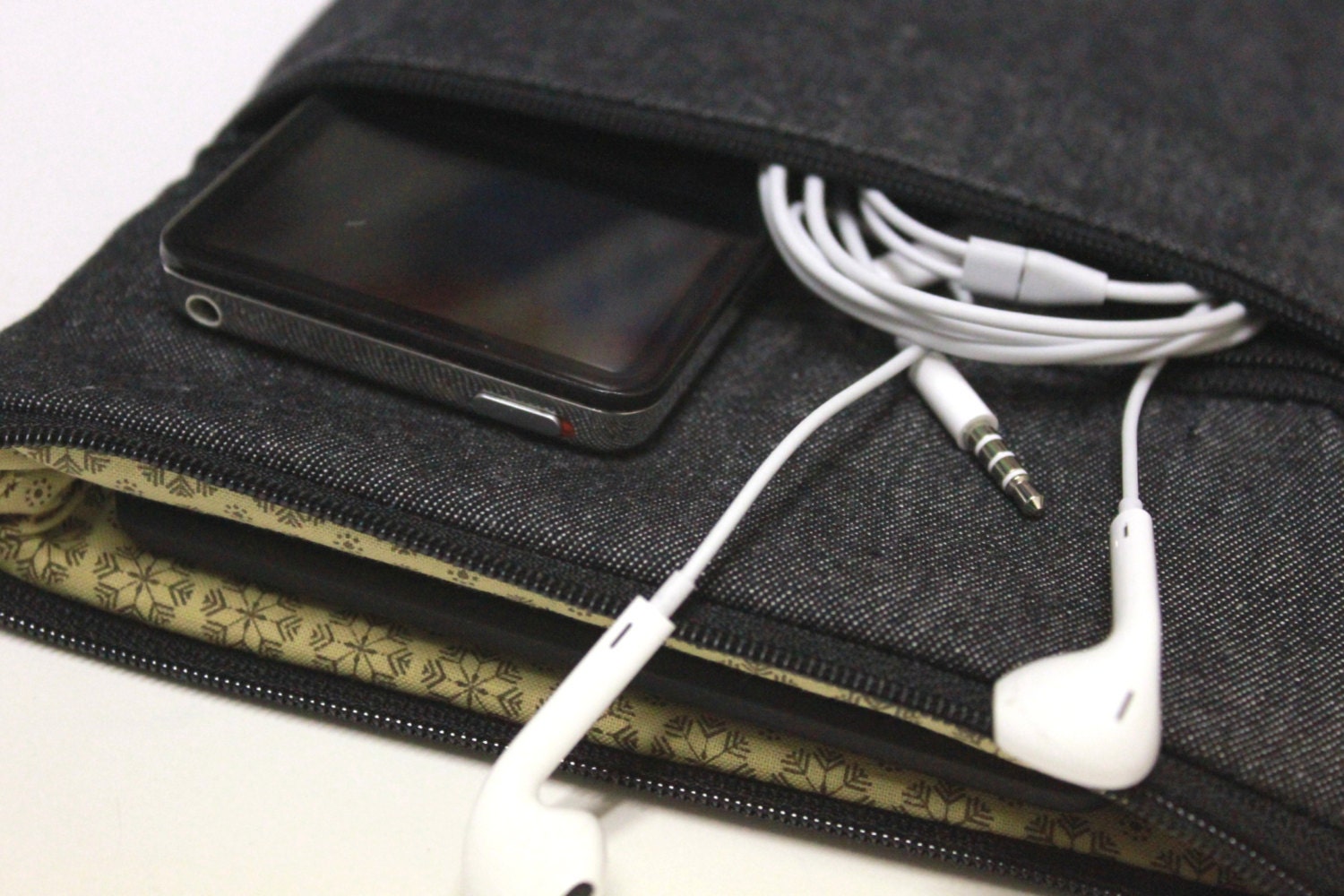 Men's eReader Kindle Nook Case Unisex Fire Paperwhite HD Cover External Pockets - Black Denim