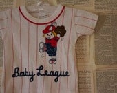 Vintage Baby Baseball Onesie - Retro Baby Boy Shirt -  White Red Pinstripe- Baby League Sports Memorabilia - Clothing for Baby Boy Clothes