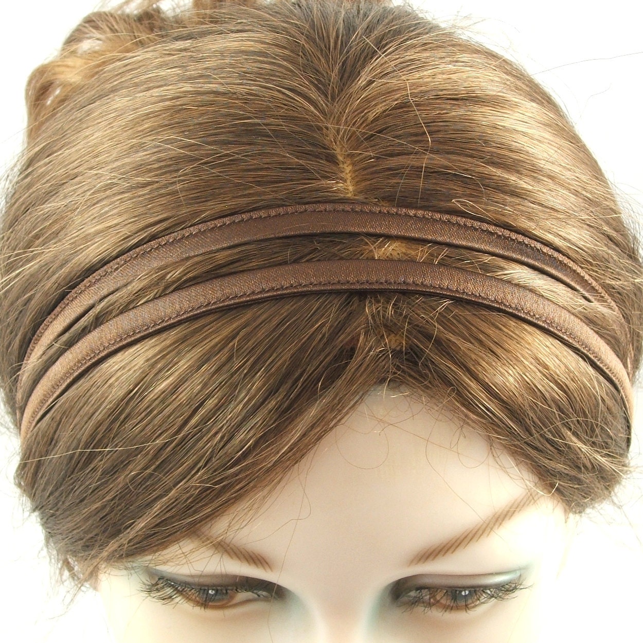 Chocolate Brown 'Silky Satin' double hairband by loobyloucrafts