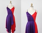 Vintage 1970's Bold Color Block Cocktail Dress