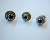 Stendahl - Cufflink Trio made from Recycled Nuts, Silver, Garnet, Spinel and Diopside Cat's Eye.