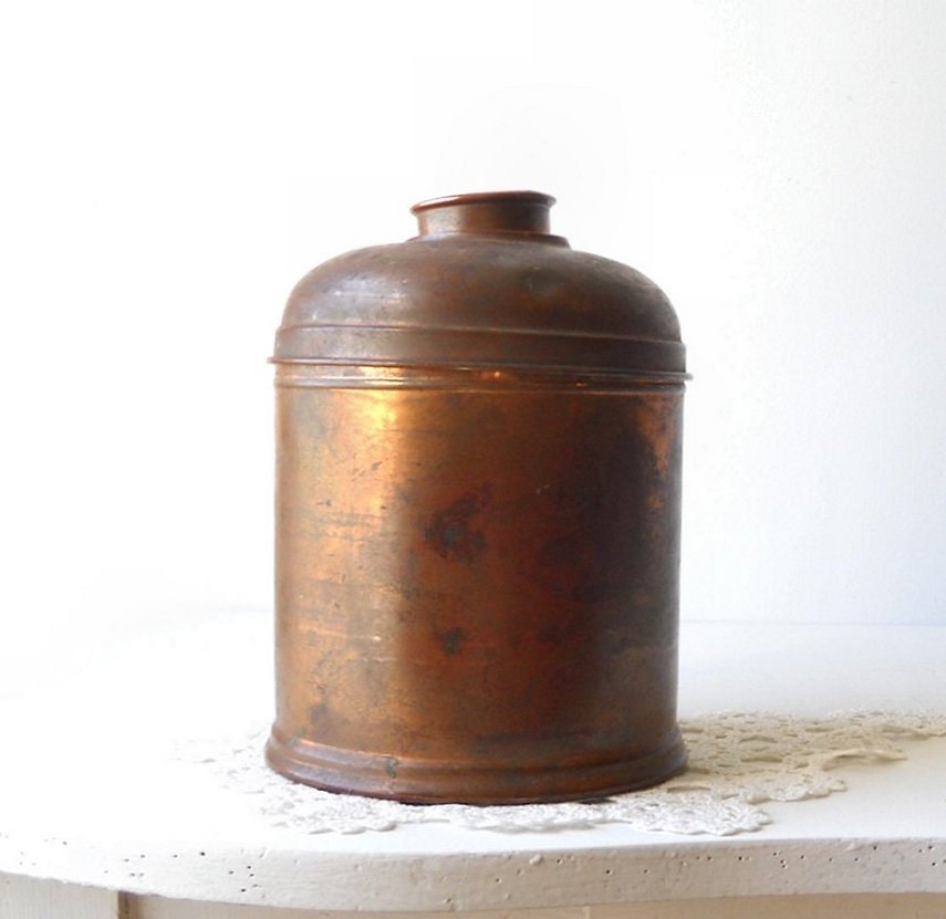Vintage Copper Humidor - Rumidor Tin Canister - Cigar - Tobacco - Tobacciana