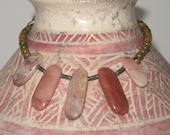 Chunky Pink Jasper and Sterling Necklace