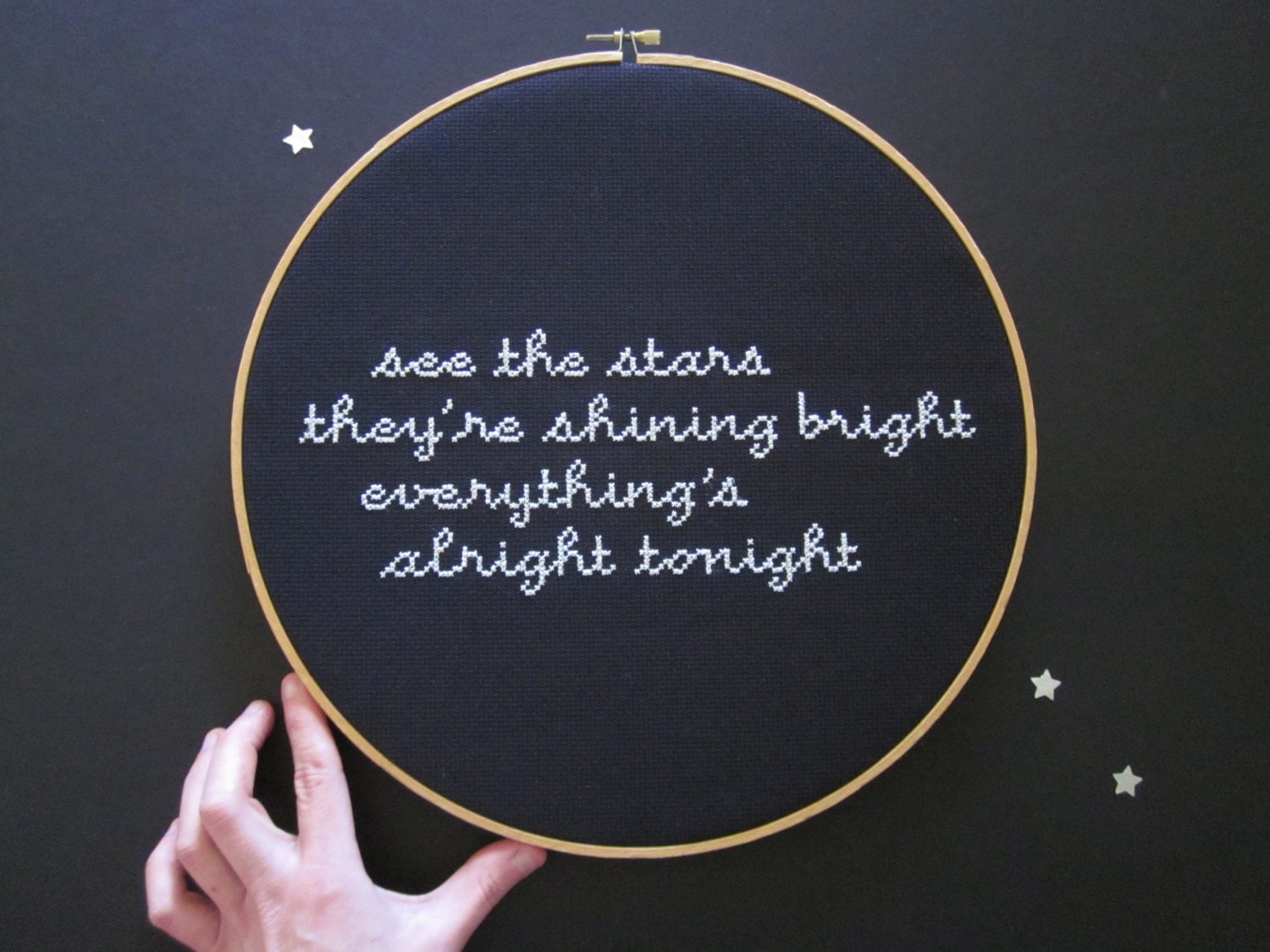 see the stars.... large framed-in-the-hoop embroidery art