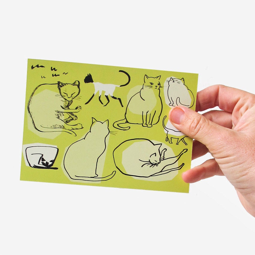 Set of 4 postcards - Cat Sketches