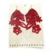 Red Flower Cascade Leather Earrings