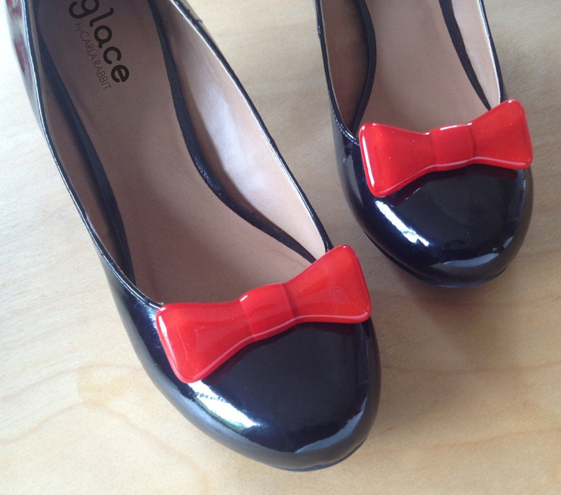 Glass Slipper Shoe Clips, Lipstick Red