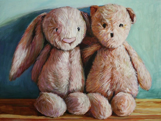 Custom Couple's Portrait: You and Your Love As Your Favorite Toys 8x10 acrylic on canvas