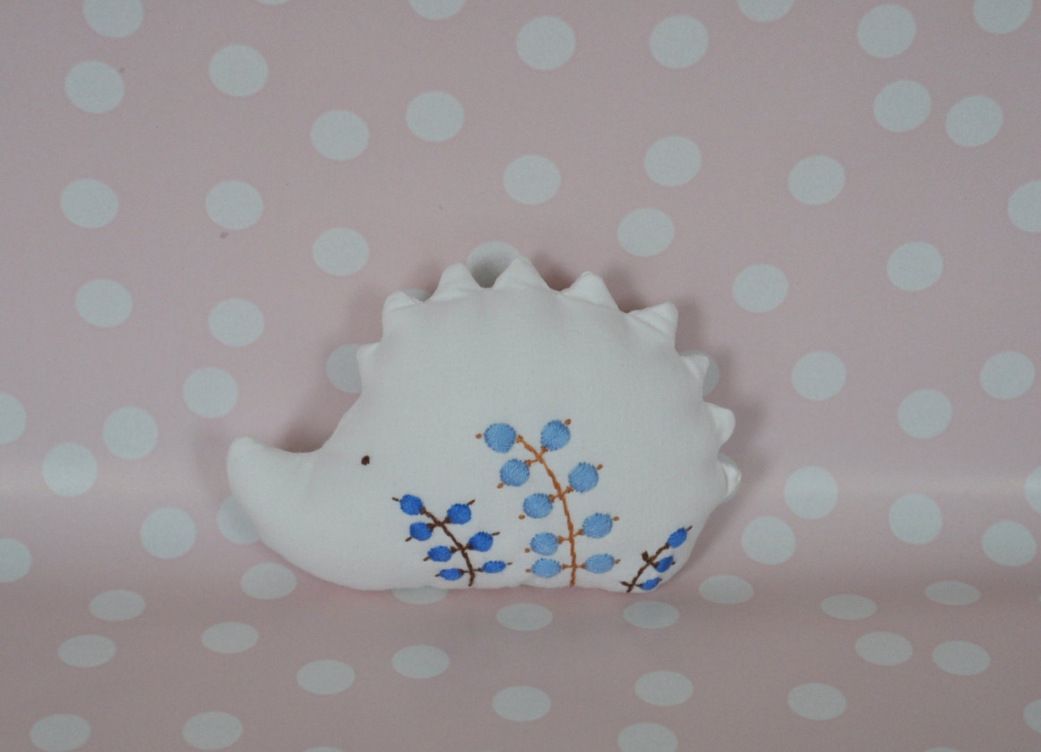 Tiny Happy Hedgehog with Blue Berries