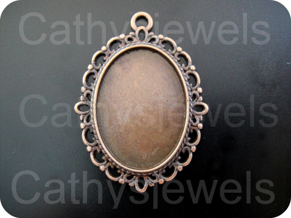 Colonial  Antique Copper Cameo Settings 6 Pieces