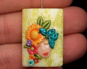 A sprinkle of Spring Goodness Fairy Lady Face BEAD Flower Jasper & Polymer Clay face BEAD