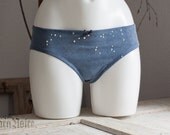 one of a kind - Sparkly Classic Panty - dove blue cotton jersey panties with sparkly sequins - size 90 (small)