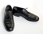 Mens Black Leather Shoes / Classic Lace up Derby Brogue Shoes / 10 D Mens / 11.5 womens