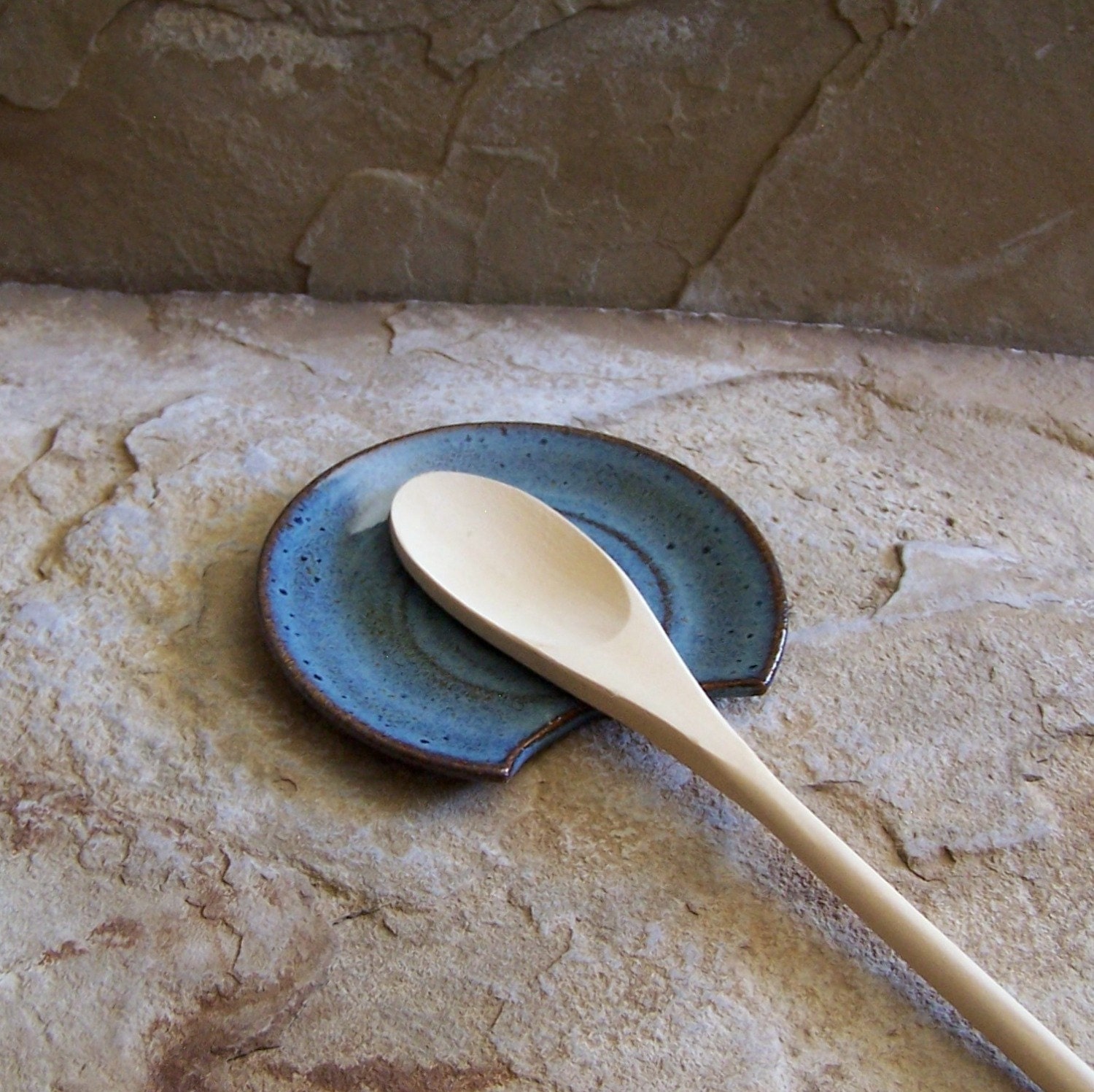 RESERVED - Rutile Blue Handmade Stoneware Ceramic Pottery Spoon Rest