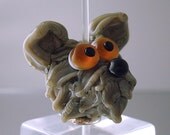 Loribeads - Gray Furry Filbert dog bead - SRA Handmade Lampwork